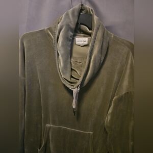 Olive and Oak Green Velour Cowl Neck Pullover
